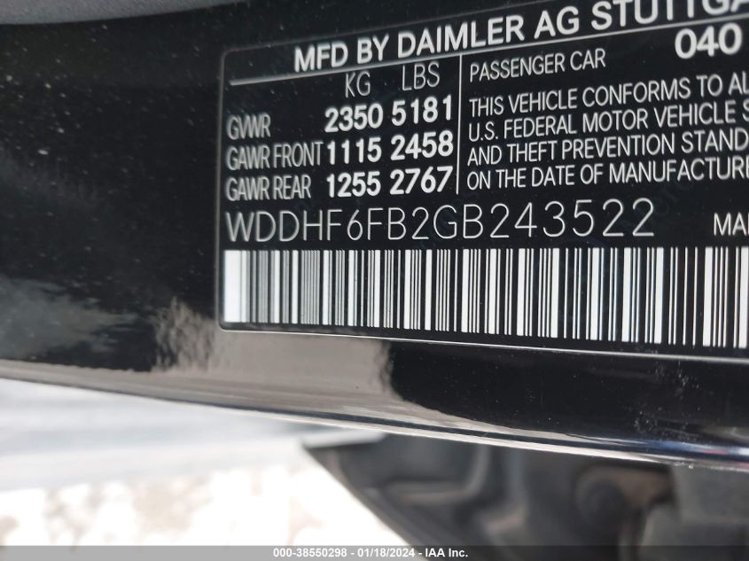2016 MERCEDES-BENZ E 400 WDDHF6FB2GB243522