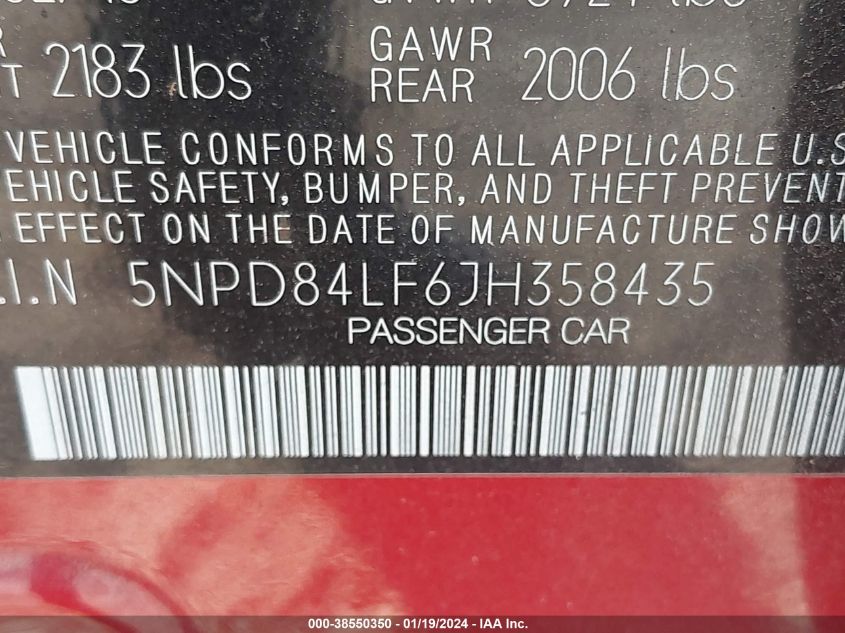 2018 HYUNDAI ELANTRA SEL - 5NPD84LF6JH358435