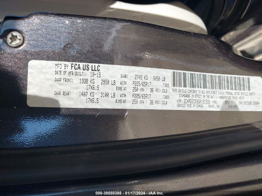 2016 DODGE GRAND CARAVAN SXT - 2C4RDGCG9GR181533