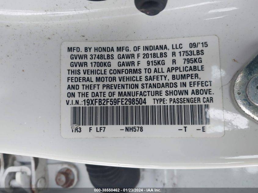 2015 HONDA CIVIC LX - 19XFB2F59FE298504