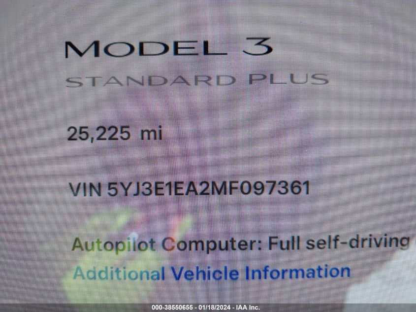 2021 TESLA MODEL 3 - 5YJ3E1EA2MF097361