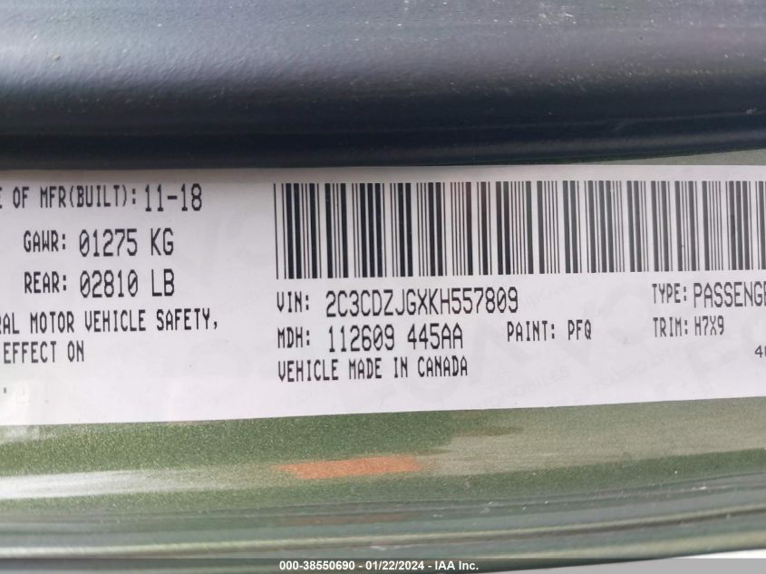 2019 DODGE CHALLENGER GT - 2C3CDZJGXKH557809