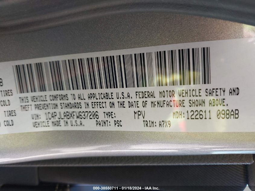 2015 JEEP CHEROKEE SPORT - 1C4PJLABXFW637206