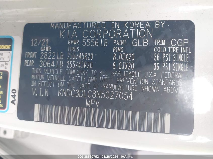 2022 KIA EV6 GT-LINE - KNDC3DLC8N5027054