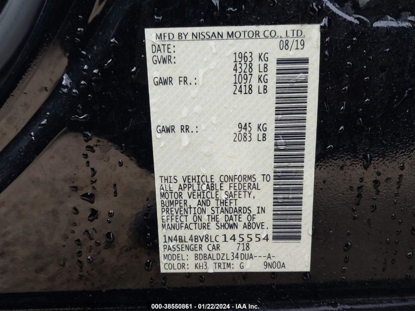 2020 NISSAN ALTIMA S - 1N4BL4BV8LC145554