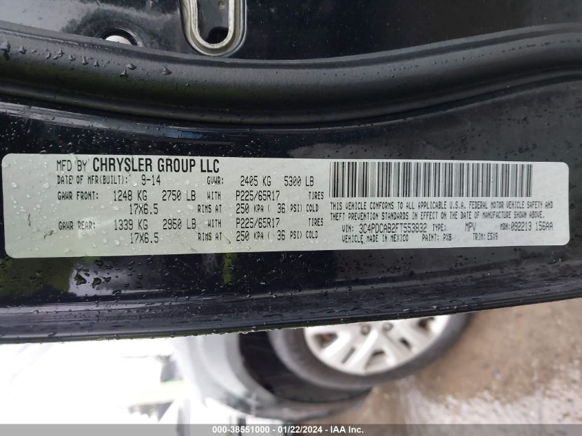 2015 DODGE JOURNEY - 3C4PDFAB2FT553832