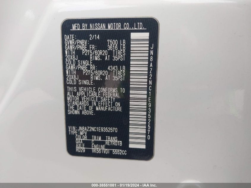 2014 INFINITI QX80 - JN8AZ2NC1E9352570