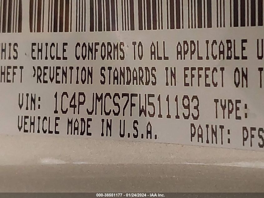 2015 JEEP CHEROKEE LATITUDE - 1C4PJMCS7FW511193