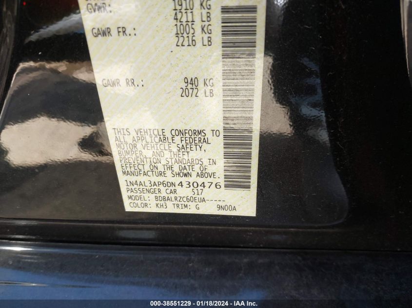 2013 NISSAN ALTIMA 2.5/S/SV/SL - 1N4AL3AP6DN430476
