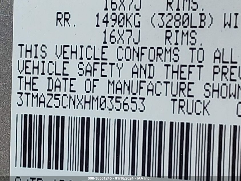 2017 TOYOTA TACOMA SR5 V6 - 3TMAZ5CNXHM035653