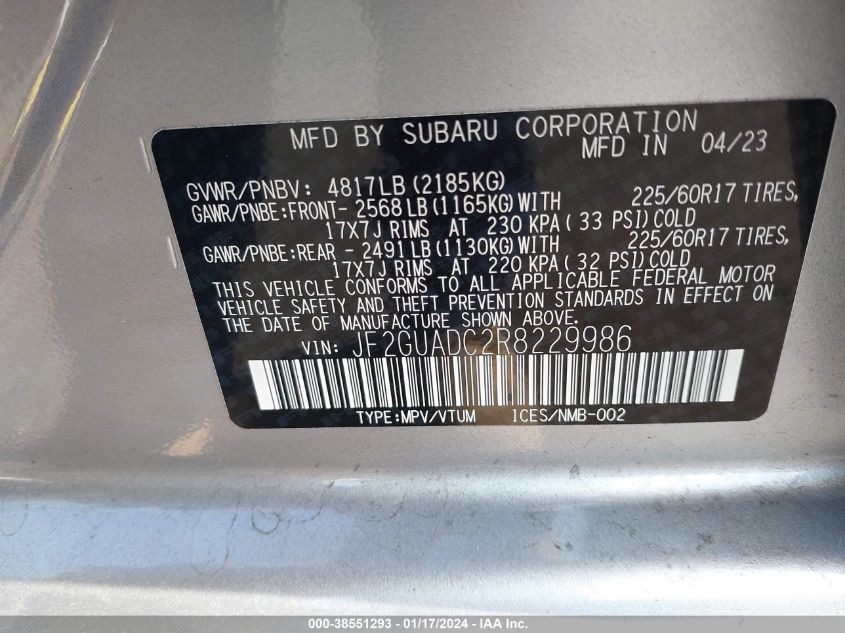 2024 SUBARU CROSSTREK PREMIUM - JF2GUADC2R8229986