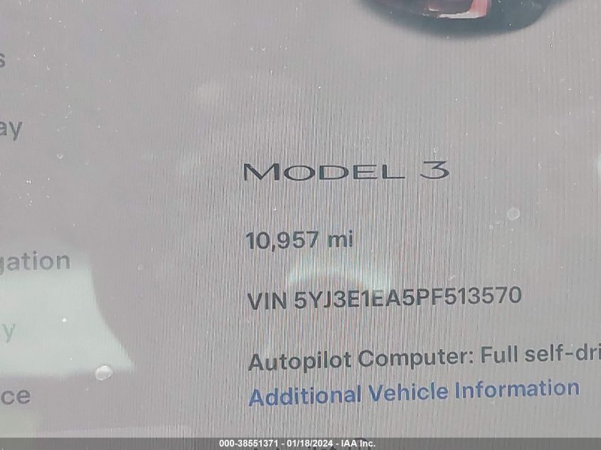 2023 TESLA MODEL 3 REAR-WHEEL DRIVE - 5YJ3E1EA5PF513570