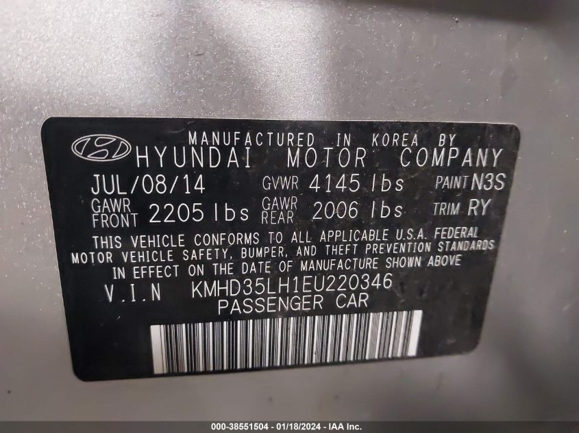 2014 HYUNDAI ELANTRA GT - KMHD35LH1EU220346