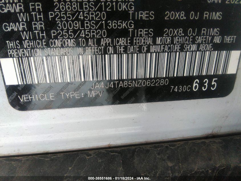 2022 MITSUBISHI OUTLANDER ES - JA4J4TA85NZ062280