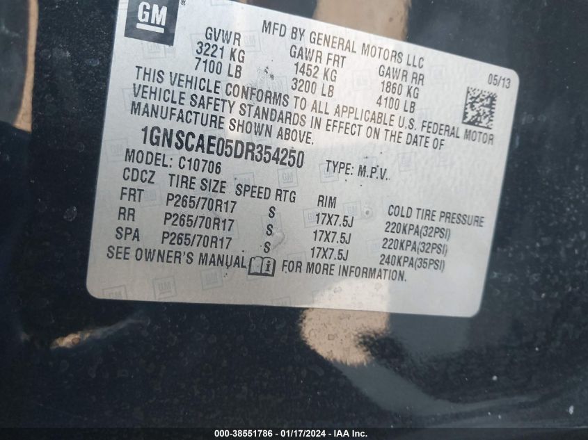 2013 CHEVROLET TAHOE LS - 1GNSCAE05DR354250