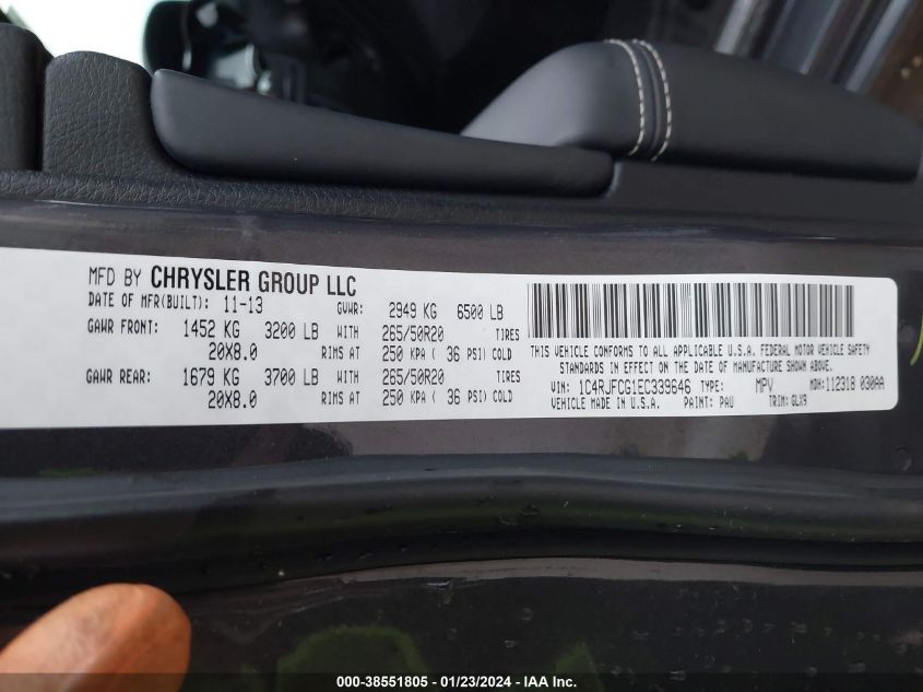 2014 JEEP GRAND CHEROKEE OVERLAND - 1C4RJFCG1EC339646