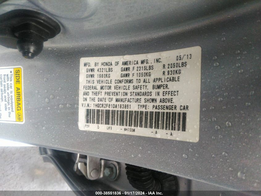 2013 HONDA ACCORD EX-L - 1HGCR2F81DA183891