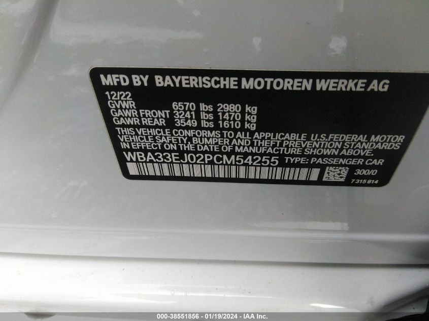 2023 BMW 760I XDRIVE WBA33EJ02PCM54255