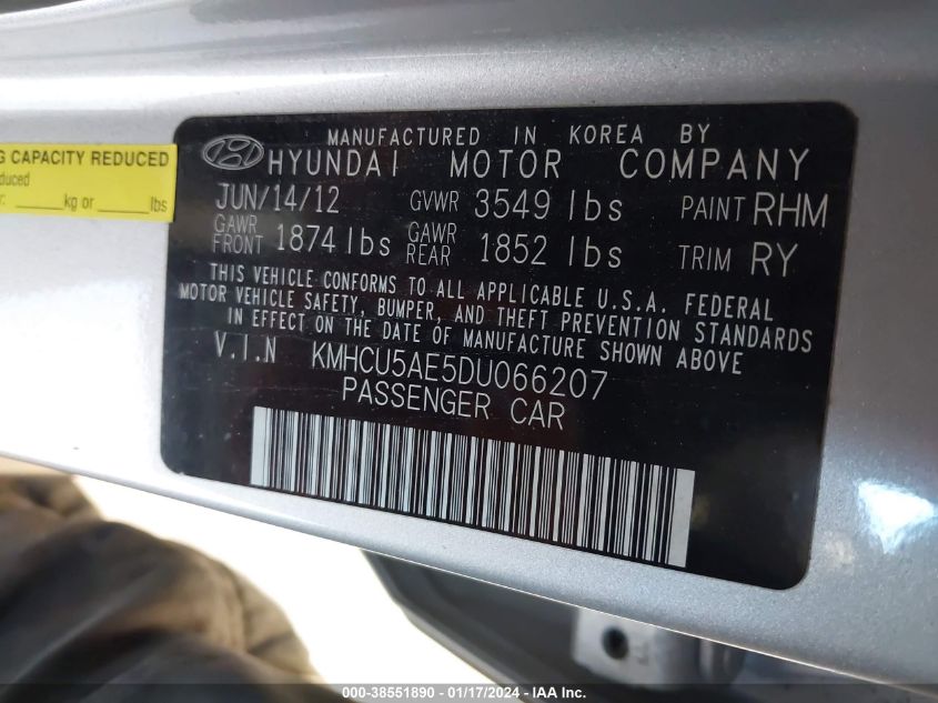 2013 HYUNDAI ACCENT SE - KMHCU5AE5DU066207