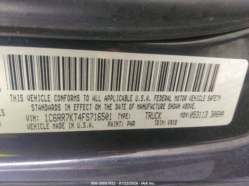 2015 RAM 1500 ST - 1C6RR7KT4FS716501