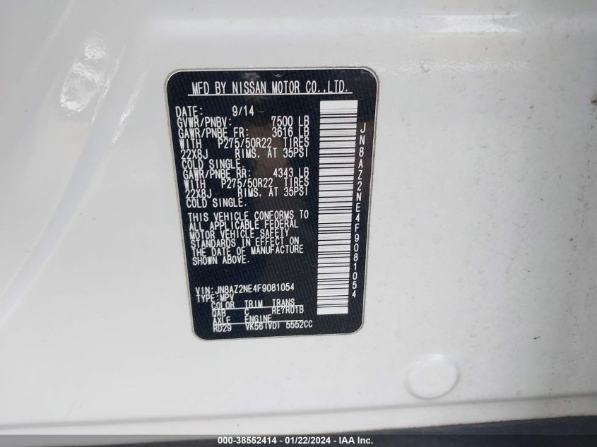2015 INFINITI QX80 - JN8AZ2NE4F9081054
