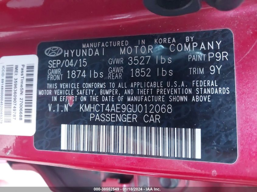 2016 HYUNDAI ACCENT SE - KMHCT4AE9GU012068
