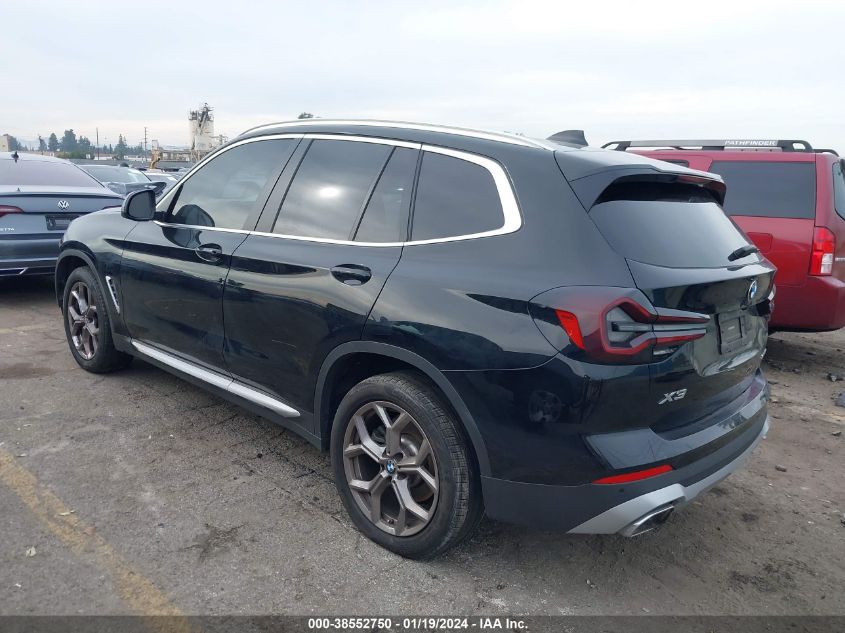 2022 BMW X3 SDRIVE30I - 5UX43DP03N9K82576