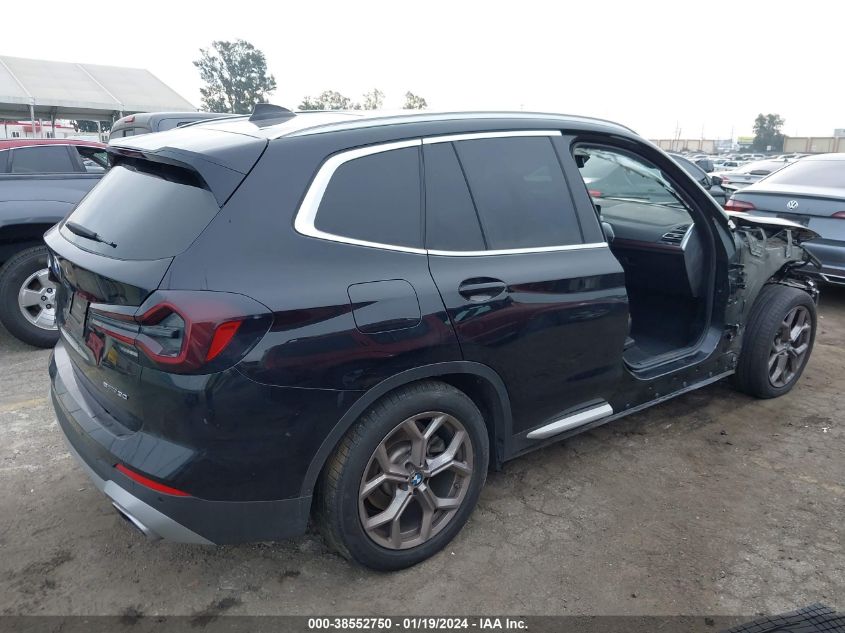 2022 BMW X3 SDRIVE30I - 5UX43DP03N9K82576