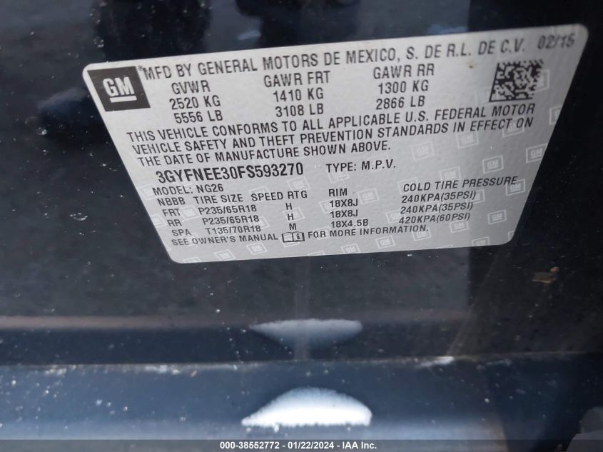2015 CADILLAC SRX LUXURY COLLECTION - 3GYFNEE30FS593270