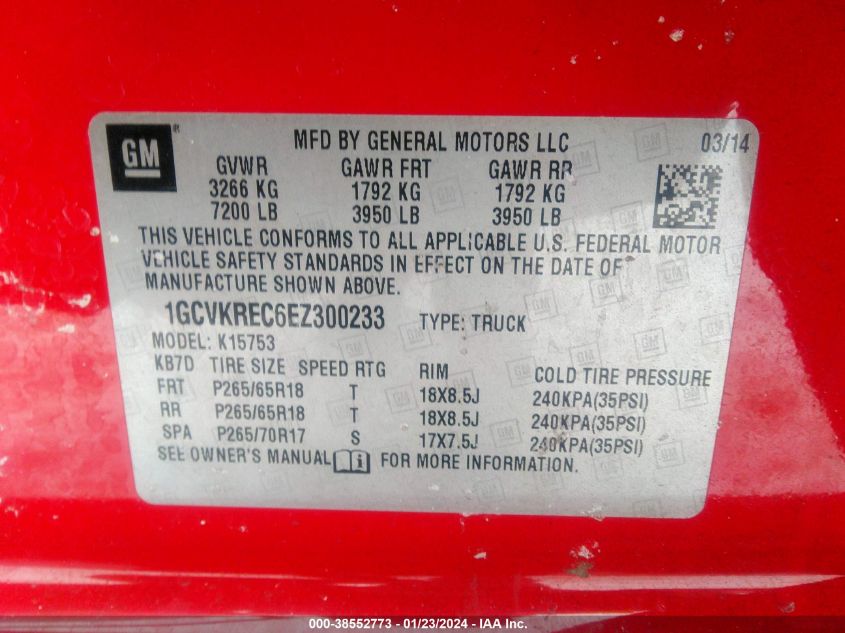 2014 CHEVROLET SILVERADO 1500 1LT - 1GCVKREC6EZ300233