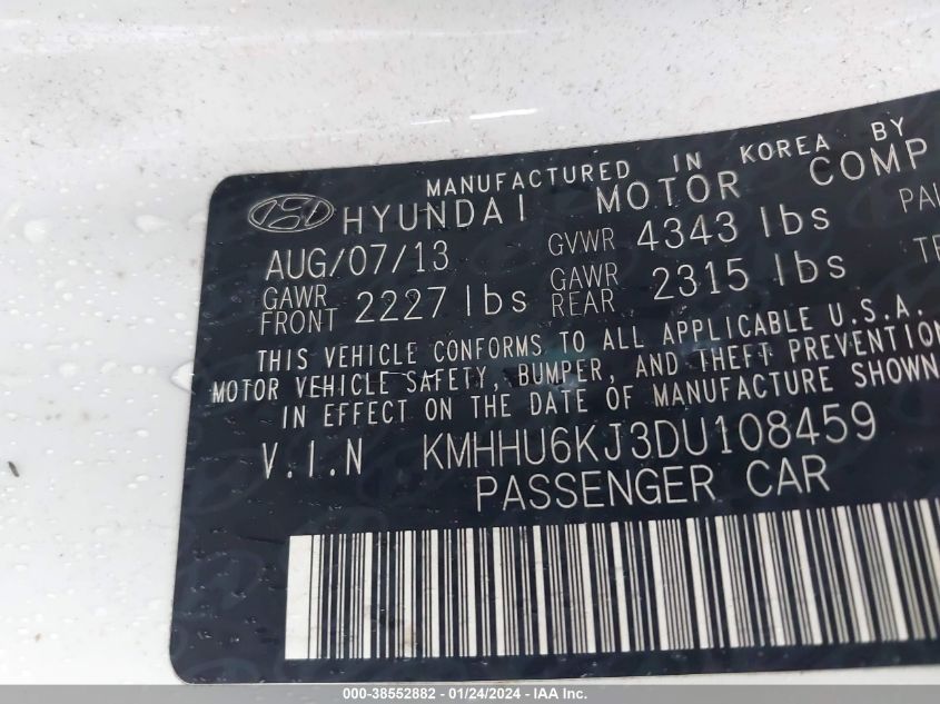 2013 HYUNDAI GENESIS 3.8 TRACK - KMHHU6KJ3DU108459