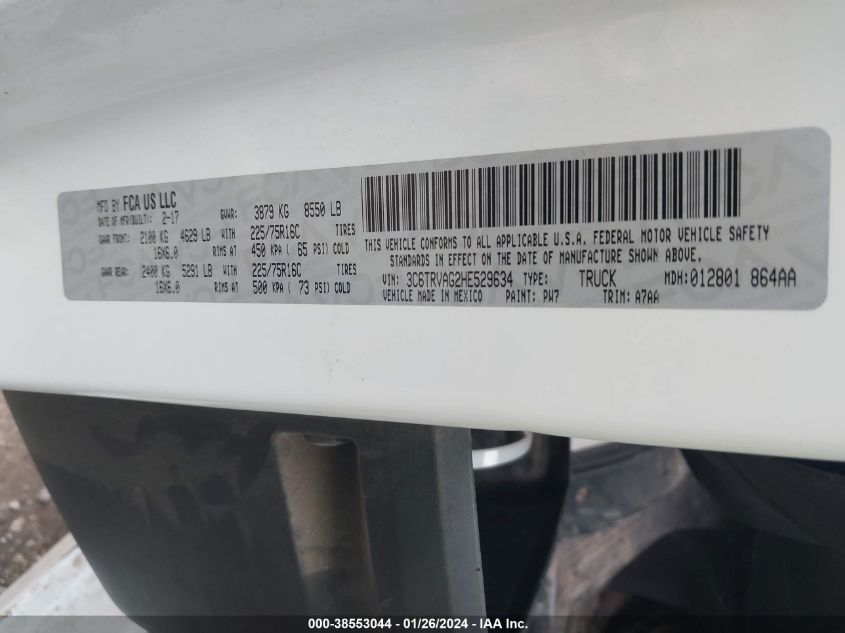 2017 RAM PROMASTER 1500 LOW ROOF 136 WB - 3C6TRVAG2HE529634