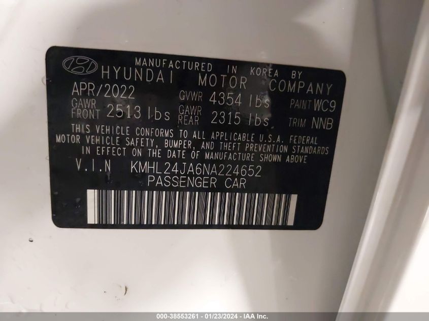 2022 HYUNDAI SONATA SE - KMHL24JA6NA224652
