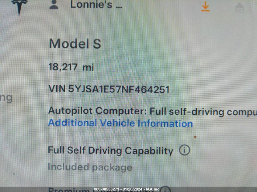 2022 TESLA MODEL S DUAL MOTOR ALL-WHEEL DRIVE - 5YJSA1E57NF464251