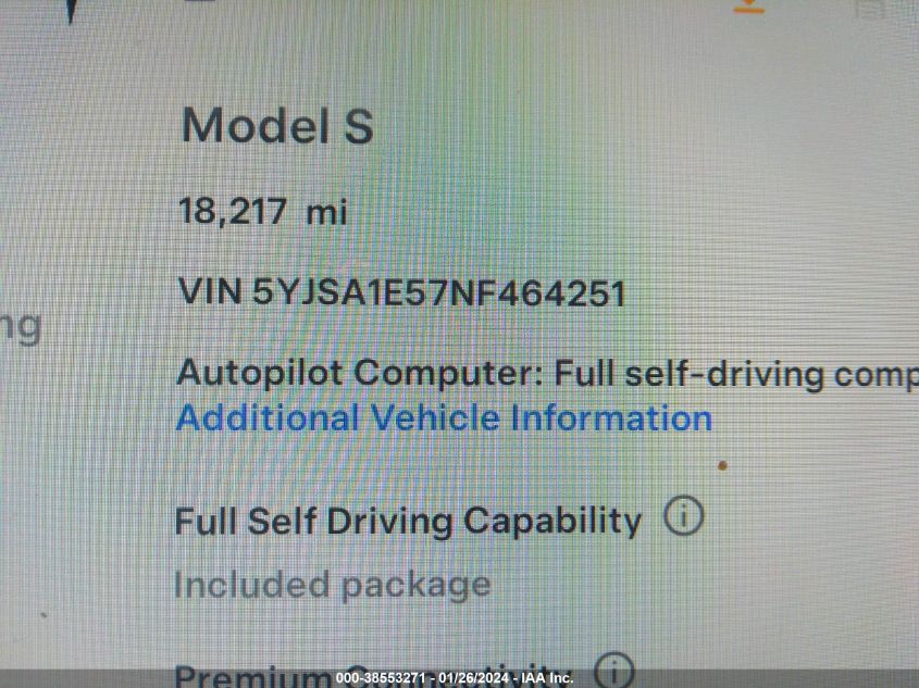 2022 TESLA MODEL S DUAL MOTOR ALL-WHEEL DRIVE - 5YJSA1E57NF464251