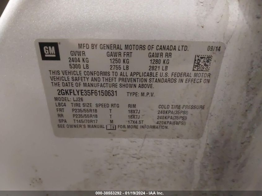 2015 GMC TERRAIN SLT-2 - 2GKFLYE35F6150631