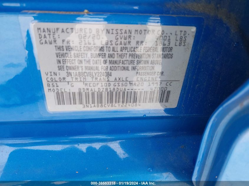 2020 NISSAN SENTRA SV - 3N1AB8CV8LY224084