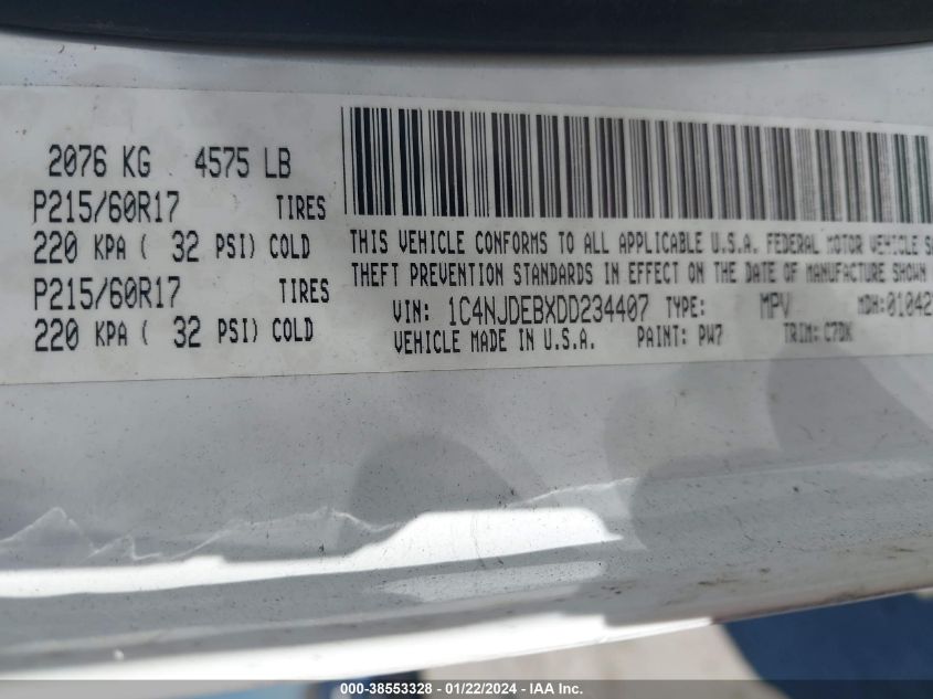 2013 JEEP COMPASS LATITUDE - 1C4NJDEBXDD234407