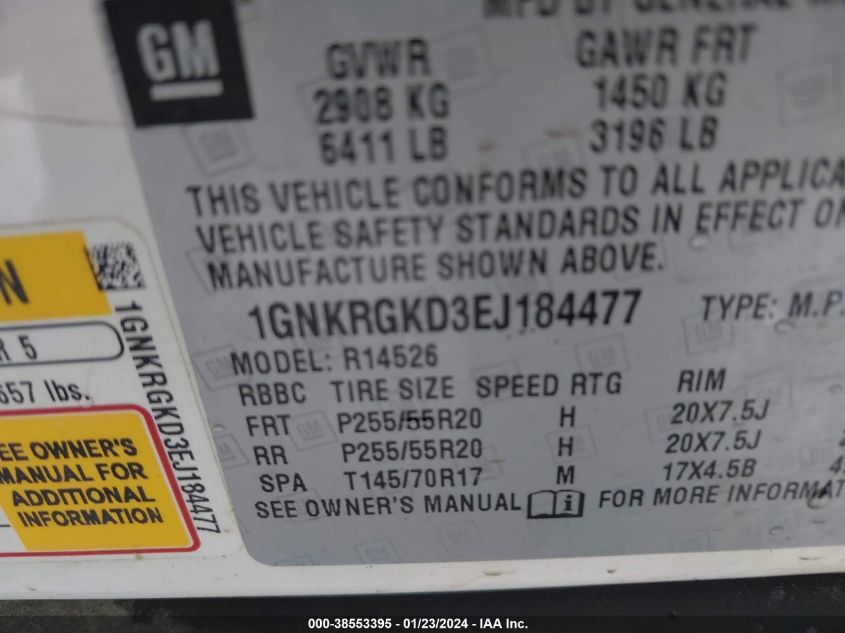 2014 CHEVROLET TRAVERSE 1LT - 1GNKRGKD3EJ184477