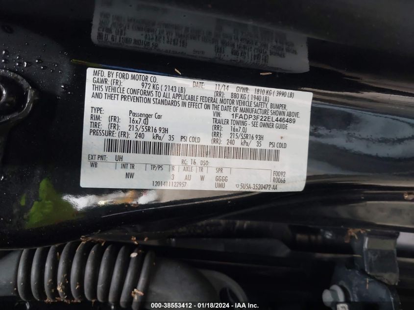 2014 FORD FOCUS SE - 1FADP3F22EL446489