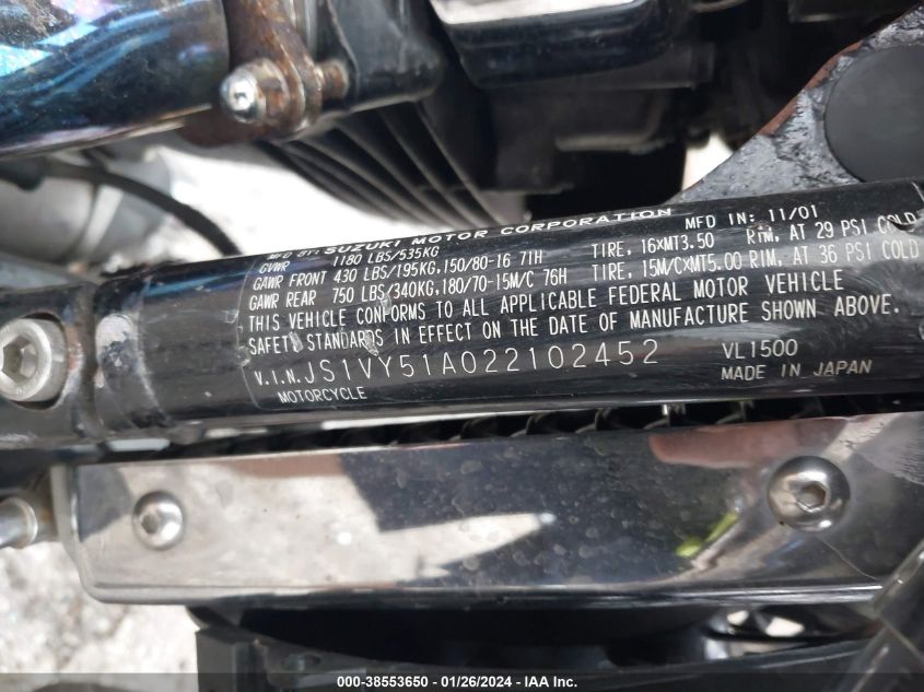 2002 SUZUKI VL1500 - JS1VY51A022102452