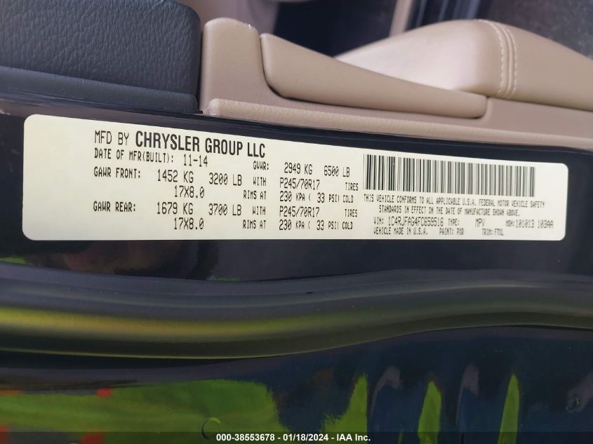 2015 JEEP GRAND CHEROKEE LAREDO - 1C4RJFAG4FC659516