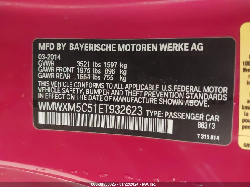 2014 MINI HARDTOP COOPER - WMWXM5C51ET932623