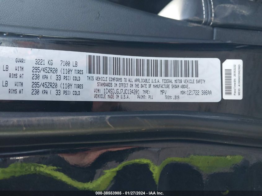 2018 DODGE DURANGO SRT - 1C4SDJGJ7JC134201