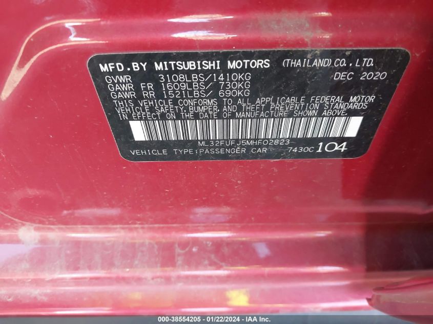 2021 MITSUBISHI MIRAGE G4 - ML32FUFJ5MHF02823