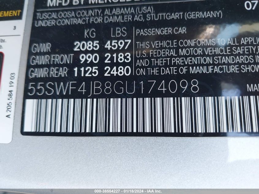 2016 MERCEDES-BENZ C 300 LUXURY/SPORT - 55SWF4JB8GU174098