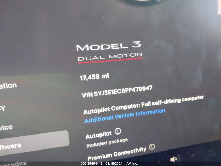 2023 TESLA MODEL 3 PERFORMANCE DUAL MOTOR ALL-WHEEL DRIVE - 5YJ3E1EC6PF479947