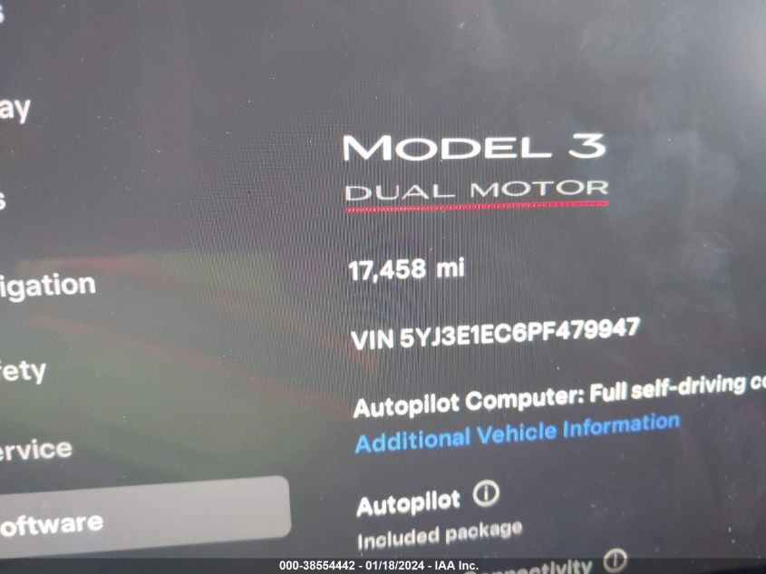 2023 TESLA MODEL 3 PERFORMANCE DUAL MOTOR ALL-WHEEL DRIVE - 5YJ3E1EC6PF479947