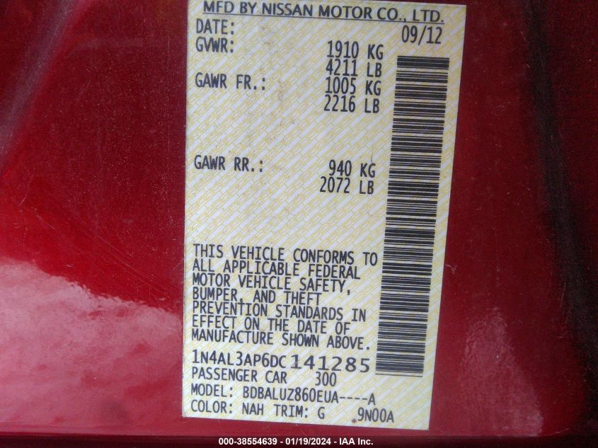 2013 NISSAN ALTIMA 2.5 SV - 1N4AL3AP6DC141285