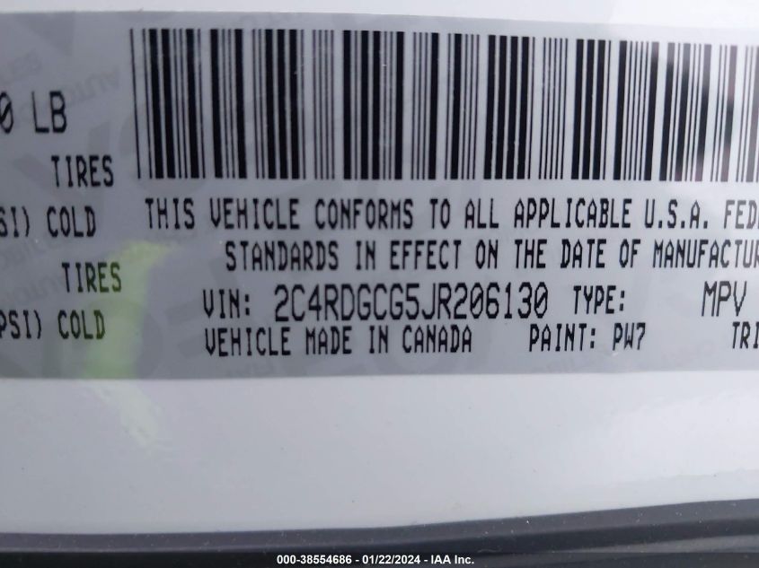 2018 DODGE GRAND CARAVAN SXT - 2C4RDGCG5JR206130